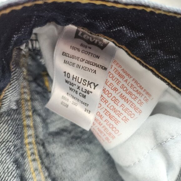 Levi's 505 Jeans Boys Size 10 Husky Dark Wash Regular Fit Straight Blue Denim - Picture 8 of 9